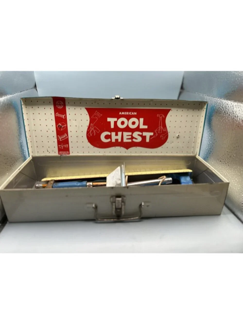 Vintage American Junior Carpenter Tool Chest Box With Tools!